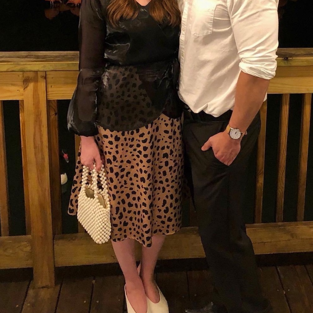 Leopard-print midi skirt